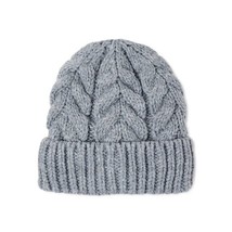 Time And Tru Women&#39;s Solid Cable Knit Beanie Hat Med Gray Heather New - £12.16 GBP