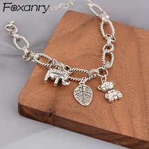 Hick chain bracelets for women fashion hip hop vintage bear pendant thai silver jewelry thumb200