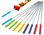Grill Skewers With Silicone Handle, 16&quot; Long Kebab Skewers, 10 Pack Stai... - £20.53 GBP