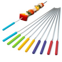 Grill Skewers With Silicone Handle, 16&quot; Long Kebab Skewers, 10 Pack Stai... - $24.69