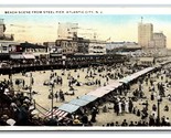 Beach Scene From Steel Pier Atlantic City New Jersey NJ 1920 WB Postcard... - $3.91
