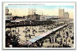 Beach Scene From Steel Pier Atlantic City New Jersey NJ 1920 WB Postcard... - $3.91