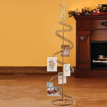 Spiral Wire Christmas Tree Card Photo Holder Display Stand Holds 100 Car... - $33.00