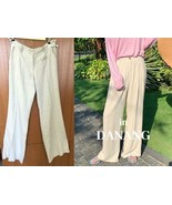 $238 ~ DA-NANG STONE BEIGE PINSTRIPED FLOWY LINEN/SILK TROUSERS PANTS - ... - $2,404.57 MXN
