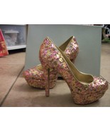 jessica simpson high heels spikes shoes sequince colorful size 7.5 b nib - $88.13 CAD