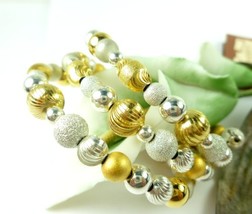 Sterling Silver Gold Two Tone Beaded Coil Bracelet Memory Wire  - $68.00