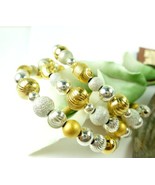 Sterling Silver Gold Two Tone Beaded Coil Bracelet Memory Wire  - $92.60 CAD