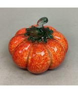 Blown Art Glass Pumpkin Vibrant Orange Paperweight W/ Swirl Design - €21,49 EUR