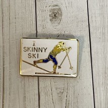 Vintage Collectible I Skinny Ski Snow Colorful Metal Pinback Lapel Pin - £5.45 GBP