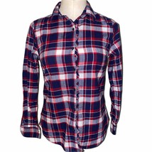 Banana Republic Classic Fit poplin  Plaid Ruffle Button Down Long Sleeve... - $23.12