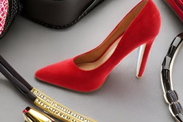 Olivia Ferguson Women Red Faux Suede Pointed Toe Pump Size 9 - £19.77 GBP