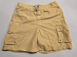 Sand N Sun Mens MED(32/34)Yellow Trunks Shorts Elastic Waist Drawstring-VTG - $15.75