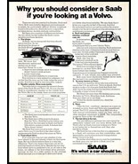 1974 Magazine Car Print Ad - SAAB 99 vs VOLVO 142 Detail Comparison A7 - $7.98 CAD