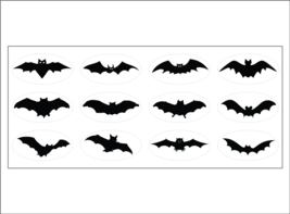 Bats oval Halloween stickers - lot of 12 - $2.25