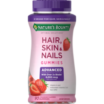 Nature&#39;s Bounty Advanced Hair;  Skin and Nails Strawberry Gummies;  6000 mcg Bio - £28.18 GBP