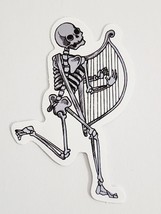 Skeleton Playing Harp Super Cool Halloween Theme Sticker Decal Embellishment Fun - £1.83 GBP