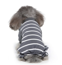 Puppy Stripped Pajamas Jumpsuit Gray XS - £25.47 GBP