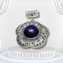 Lapis Lazuli Silver Pendant Gemstone Pendant Vintage Antique Style Charm - £38.44 GBP
