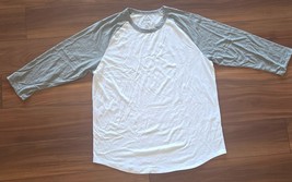 True Classic 3/4 Sleeve Two tone Crew Neck Shirt White &amp; Gray Men Size X... - $17.81