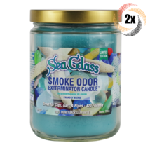 2x Jars Smoke Odor Sea Glass Smoke Exterminator Candle | 13oz | 70 Hrs Burn - £26.26 GBP