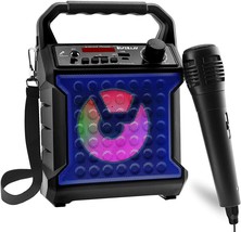 Portable Bluetooth Speaker Karaoke Machine +Free Mic for Kids/Adults Party Light - £19.56 GBP