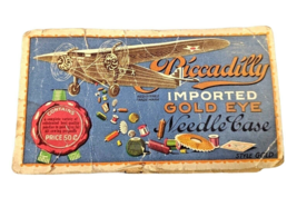 Vintage Ephemera Piccadilly Airplane Gold Eye Needle Case with Sewing Ne... - $15.05