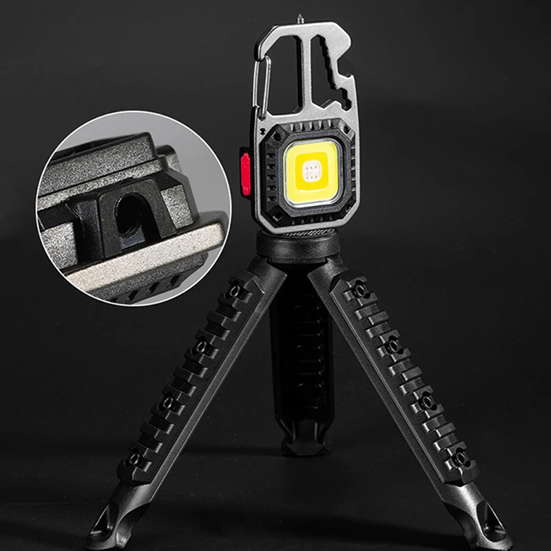 1Pc Mini LED Light Pocket Keychain Flashlight Tripod COB USB Rechargeable - £10.11 GBP