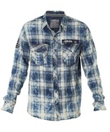 Affliction Pinnacle Peak Men&#39;s Plaid Long Sleeve Shirt, Size S Blue 110W... - $47.52