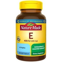 NEW Nature Made E 400 IU 180 MG dl-Alpha 180 Softgels SEALED 03/2029+ - $15.83
