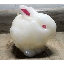 Vintage White Bunny Rabbit Candle Pink Ears Eyes &amp; Nose Easter Spring Decor - €6,12 EUR