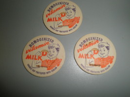 Unused Vintage Dairy Homogenized Vitamin D Milk Bottle Caps ~Little Boy ~Unique - £79.91 GBP