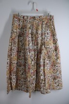 Vtg Orvis 10 S Floral A-Line Cotton Pleated Waist Midi Skirt Pockets - £19.29 GBP