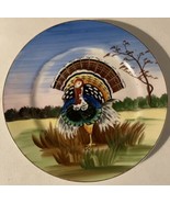 Vtg Large Dish Hand Painted Turkey 10&quot; - $28.99