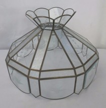 Tiffany style etched &amp; beveled glass light lamp shade Birds and Floral - $150.00