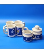 Vintage MORTON SALT 1914-1968 Coffee Cups + Creamer Sugar - MATCHED 7-Pi... - $33.86