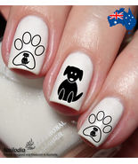 Dog Paw heart Nail Art Decal Sticker Water Transfer Slider - Pet Theme - £3.61 GBP