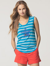 C&amp;C California Womens Peacock Blue Star Printed Striped Tank Top 84M03K20DS S - £11.00 GBP