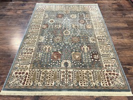 Belgium Power-Loomed Rug 5.6 x 7.6 Green and Cream Vintage Oriental Carpet - £1,118.29 GBP