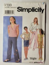 Simplicity 7193 Size AA 7 8 10 12 14 Girls Plus Tops Skirt and Pants Uncut - £7.94 GBP