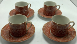 Georges Briard Imperial Brocade Floral Porcelain Demitasse Cup Set of 4 ... - £22.36 GBP