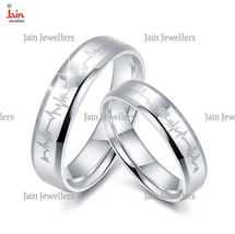 14 Kt, 18 Kt Real Gold His &amp; Her Heart Beat Couple Promise Wedding 2 Pc Band Set - £1,101.27 GBP+