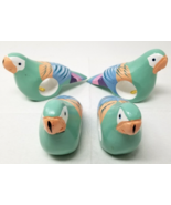 Tropical Parrot Napkin Ring Holders Handmade Painted Green Wood Set of 4... - £12.13 GBP