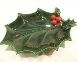 LEFTON&#39;S GREEN HOLLY CHRISTMAS SPOON REST VINTAGE - $17.99