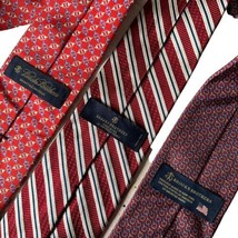 Lot of 3 Brooks Brothers Red Neckties Striped Equestrian Chain link Horsebit - £38.87 GBP