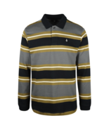 Volcom Men&#39;s Black, Gray, Moss Green Striped L/S Polo T-Shirt - £14.01 GBP