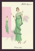 Playful Green Evening Gown by Atelier Bachroitz - Art Print - £17.29 GBP+