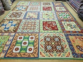 8&#39; X 11&#39; Handmade Chinese English Design Needlepoint Wool Rug Flat Weave Beauty - £2,065.98 GBP