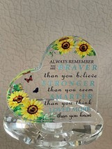 Acrylic Heart Sunflowers Butterflies Always Remember Braver Stronger Loved NWOT! - £18.74 GBP