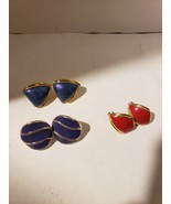 3 Pairs of Heavy Pierced Enamel Earrings ^ - $32.92 CAD