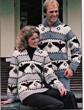 Knit Thunderbird Totem Reindeer Patons 416 Fisherman Geese Jacket Patterns  - £7.95 GBP